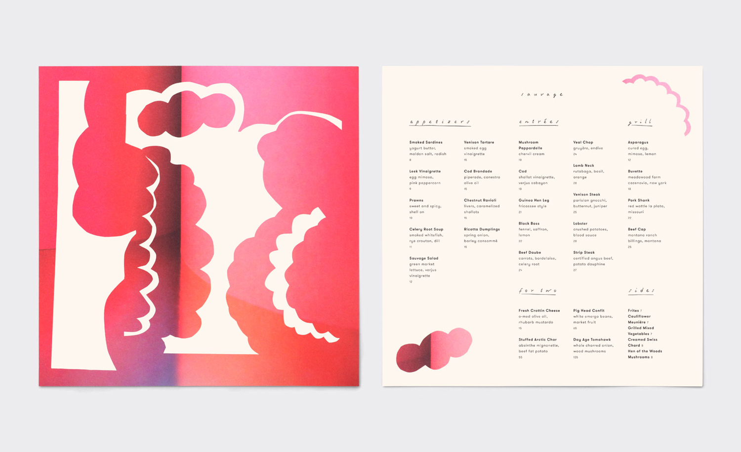 Brand identity and illustrated menus by New York design studio Triboro for Brooklyn cafe and bar Sauvage