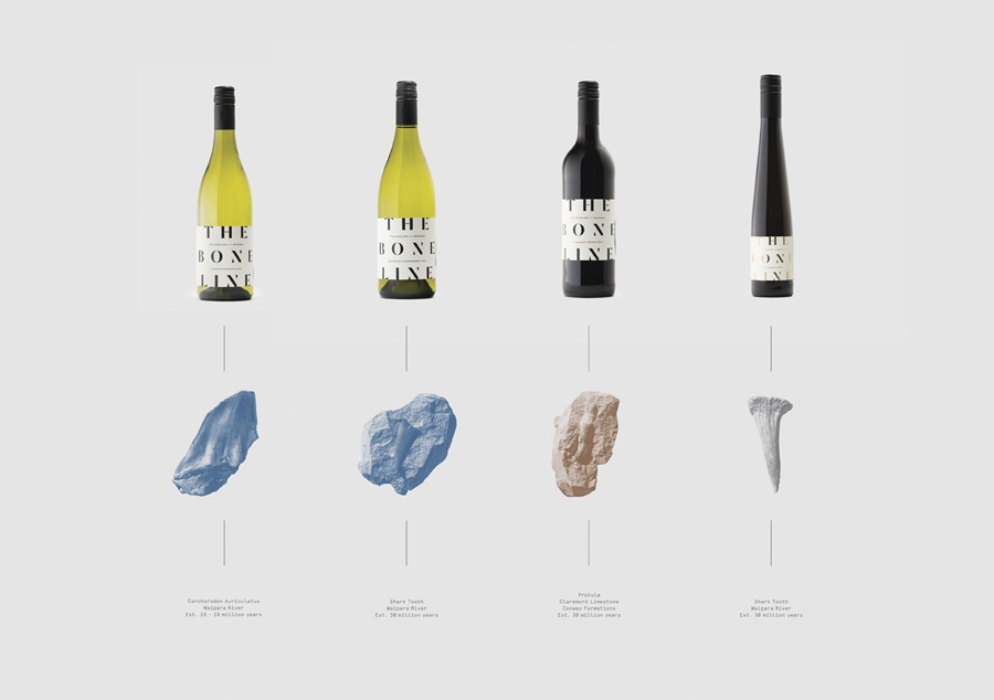 Branding and wine labels for The Bone Line designed by Inhouse