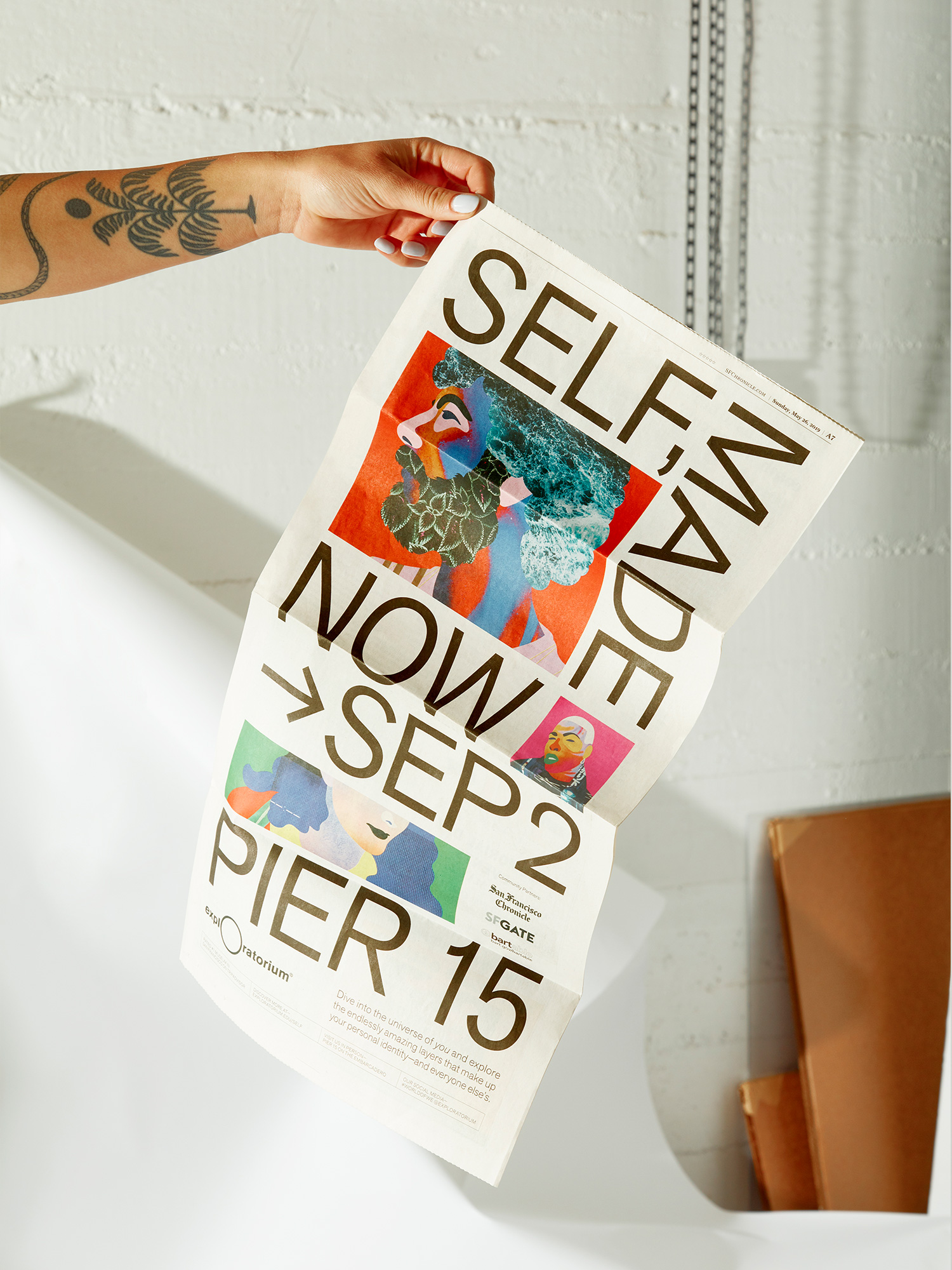 Campaign designed by Collins for Exploratorium's summer 2019 exhibition Self, Made