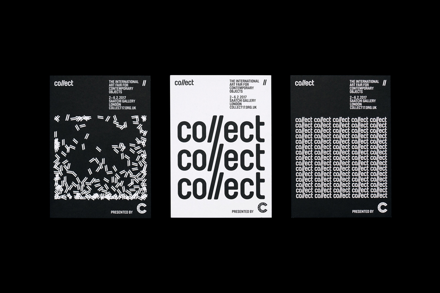 Brand identity and flyer for contemporary international art fair Collect, designed by Spin, London, UK