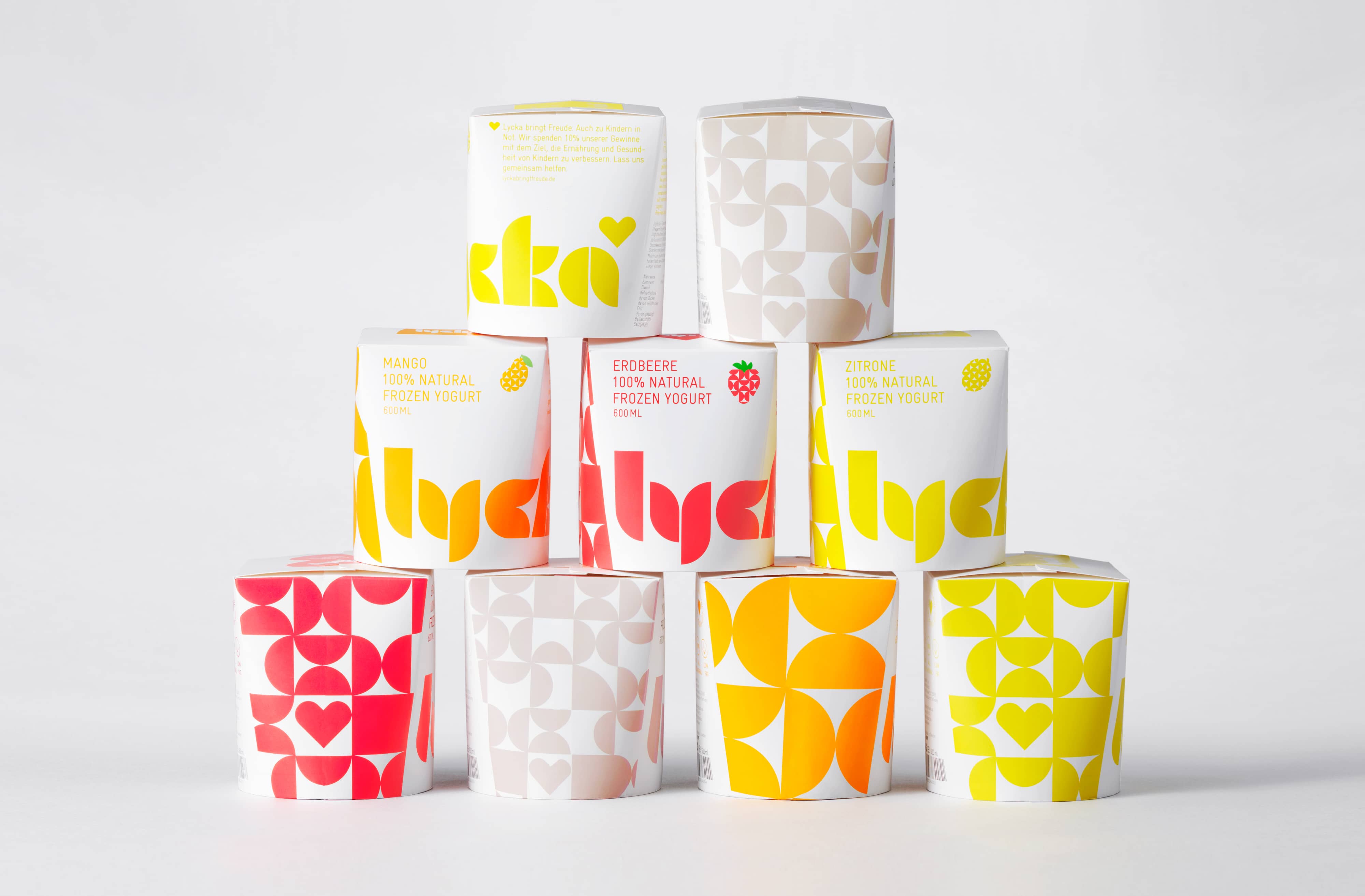 Lycka by BVD – New logo and packaging by BVD for 100% nat­ural hand filled frozen yogurt Lycka
