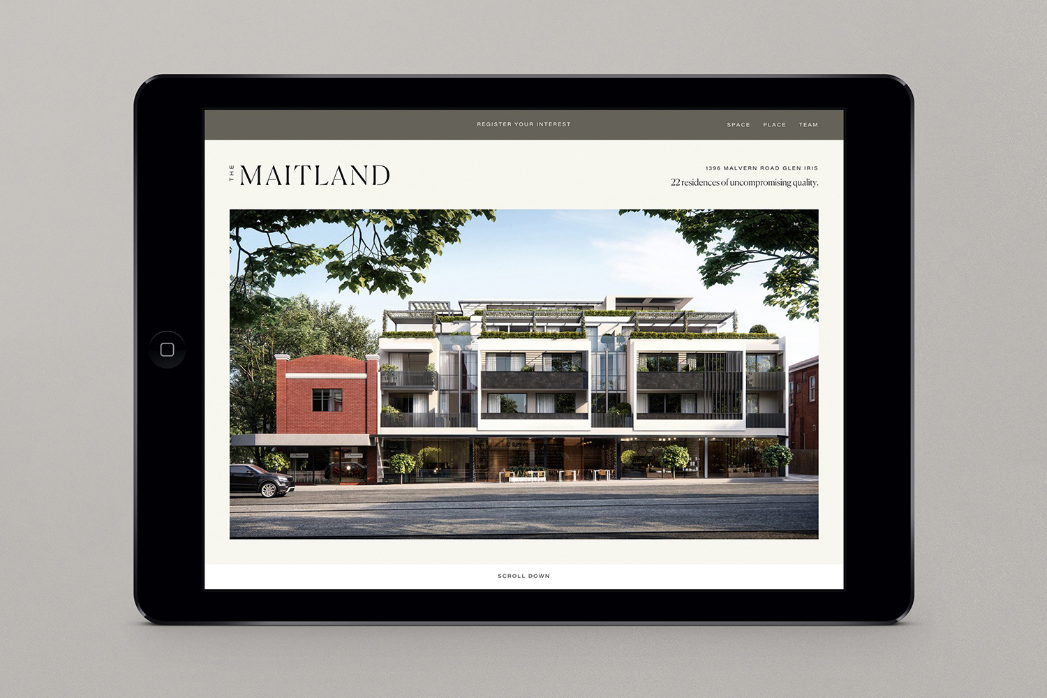 Branding, art direction, brochure and website by Studio Brave featuring photography by Traianos Pakioufakis for property development The Maitland
