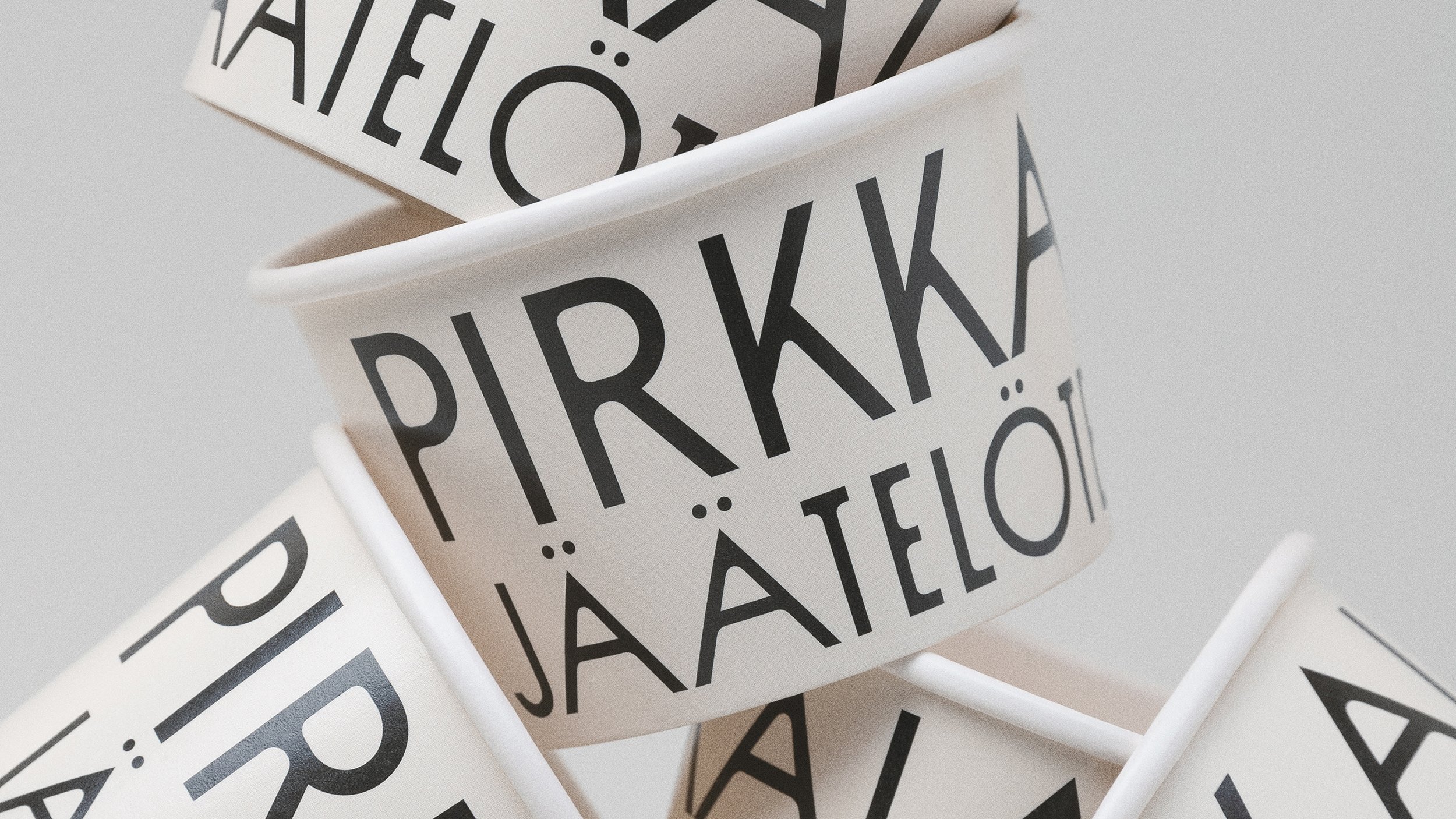 Logotype, brand identity design and packaging for Finish ice cream brand Pirkkalan designed by Werklig