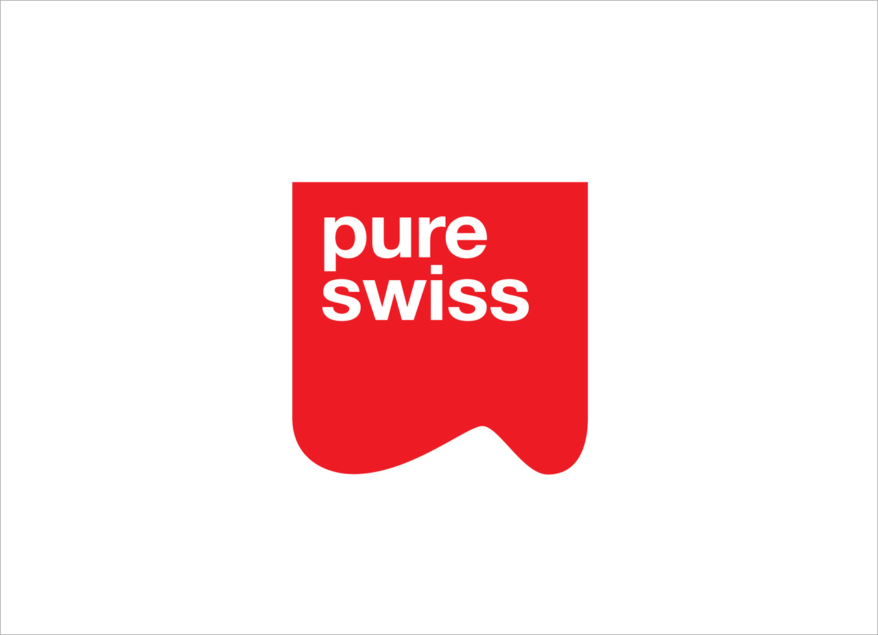 Logo designed by Studio h for yoghurt range Pure Swiss from Emmi