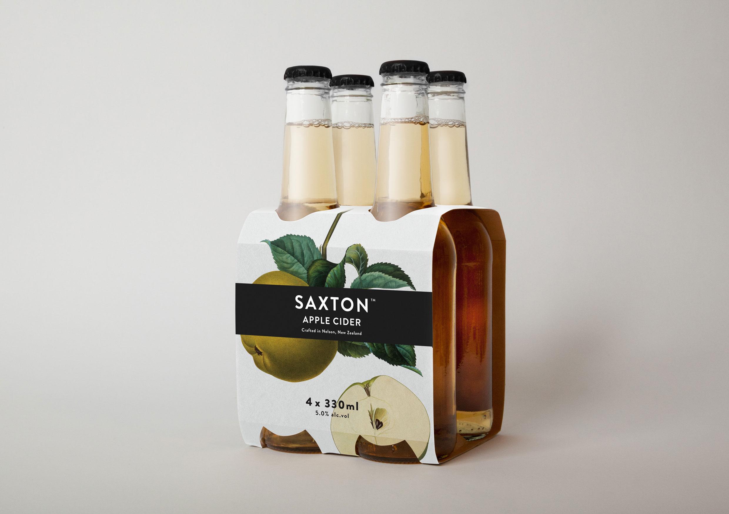 Packaging with traditional, botanical illustrative detail designed by Supply for Saxton Cider