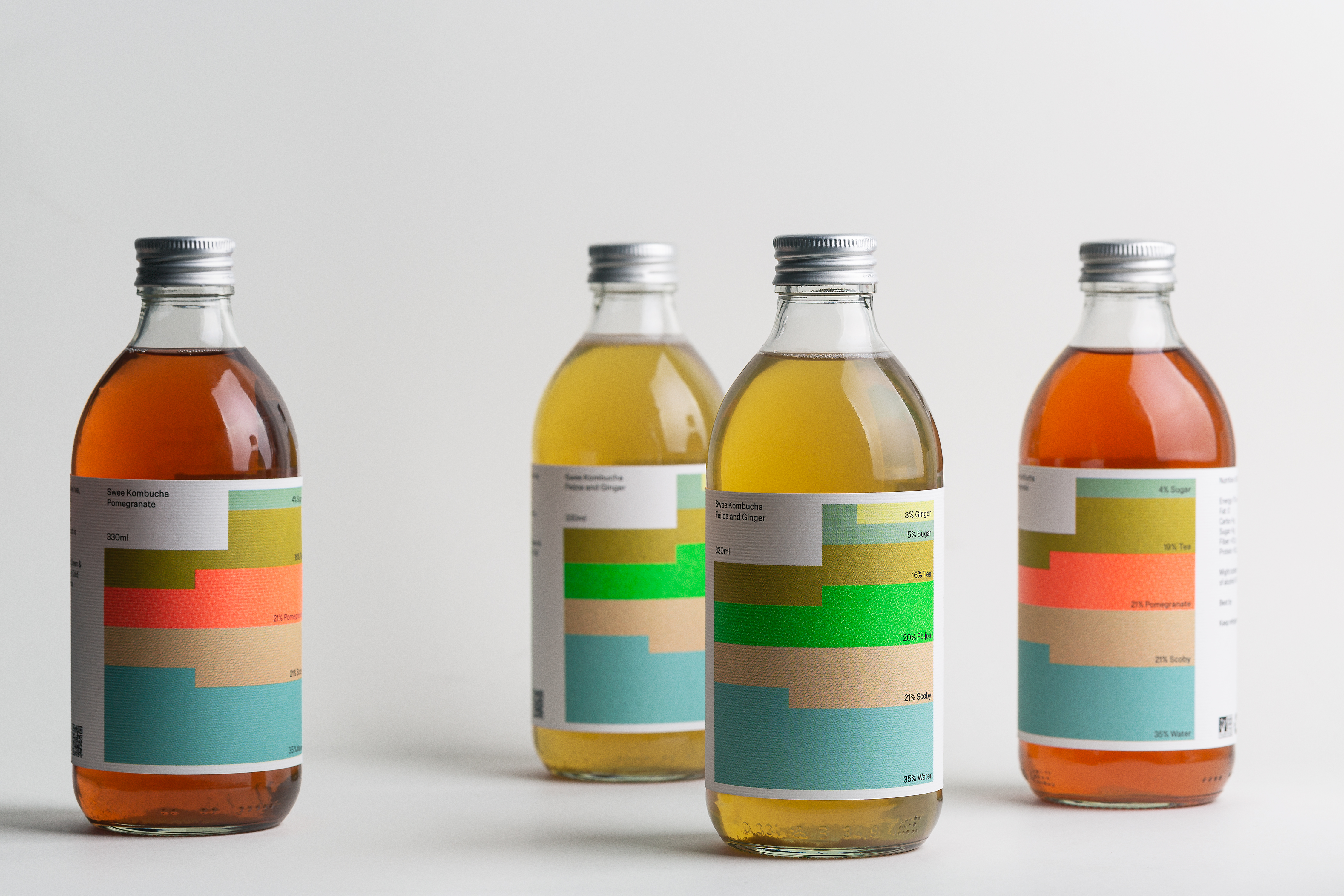 Branding and packaging for kombucha brand Swee designed by Bedow