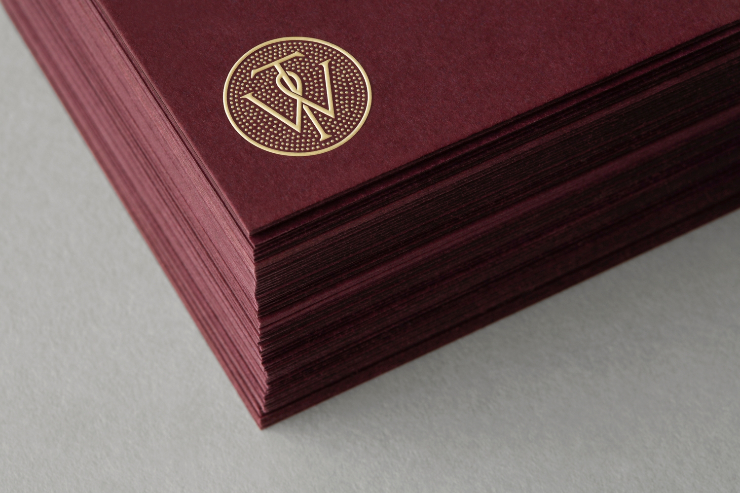 Print featuring Colorplan Claret and a gold foil emboss by Bunch for business consultancy Willow Tree 