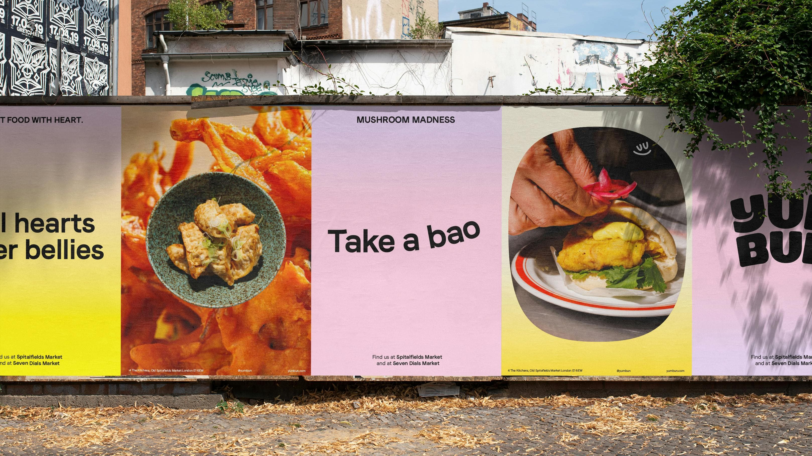 Logotype, mascot, menus, merchandise, motion graphics, social content and website for bao buns business Yum Bun Logotype, mascot, menus, merchandise, motion graphics, social content and website for bao buns business Yum Bun