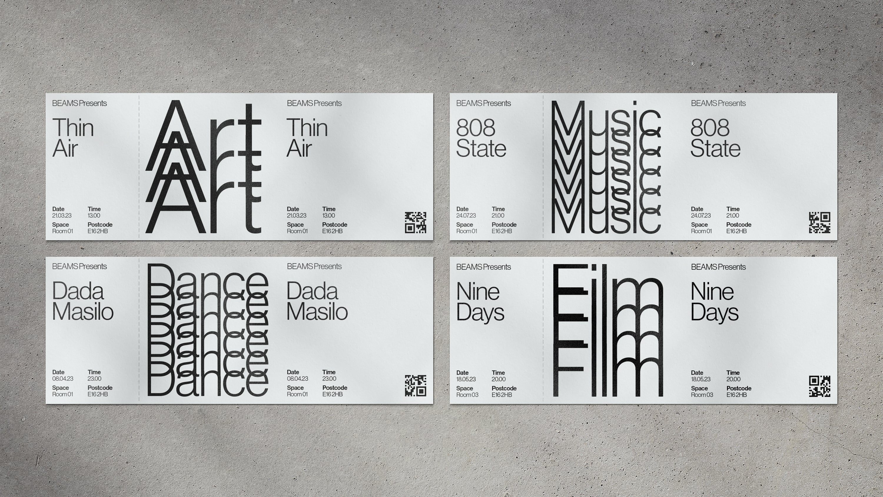 Dynamic motion logo and generative visual identity devised by Only Studio for London music, arts and culture events space Beams