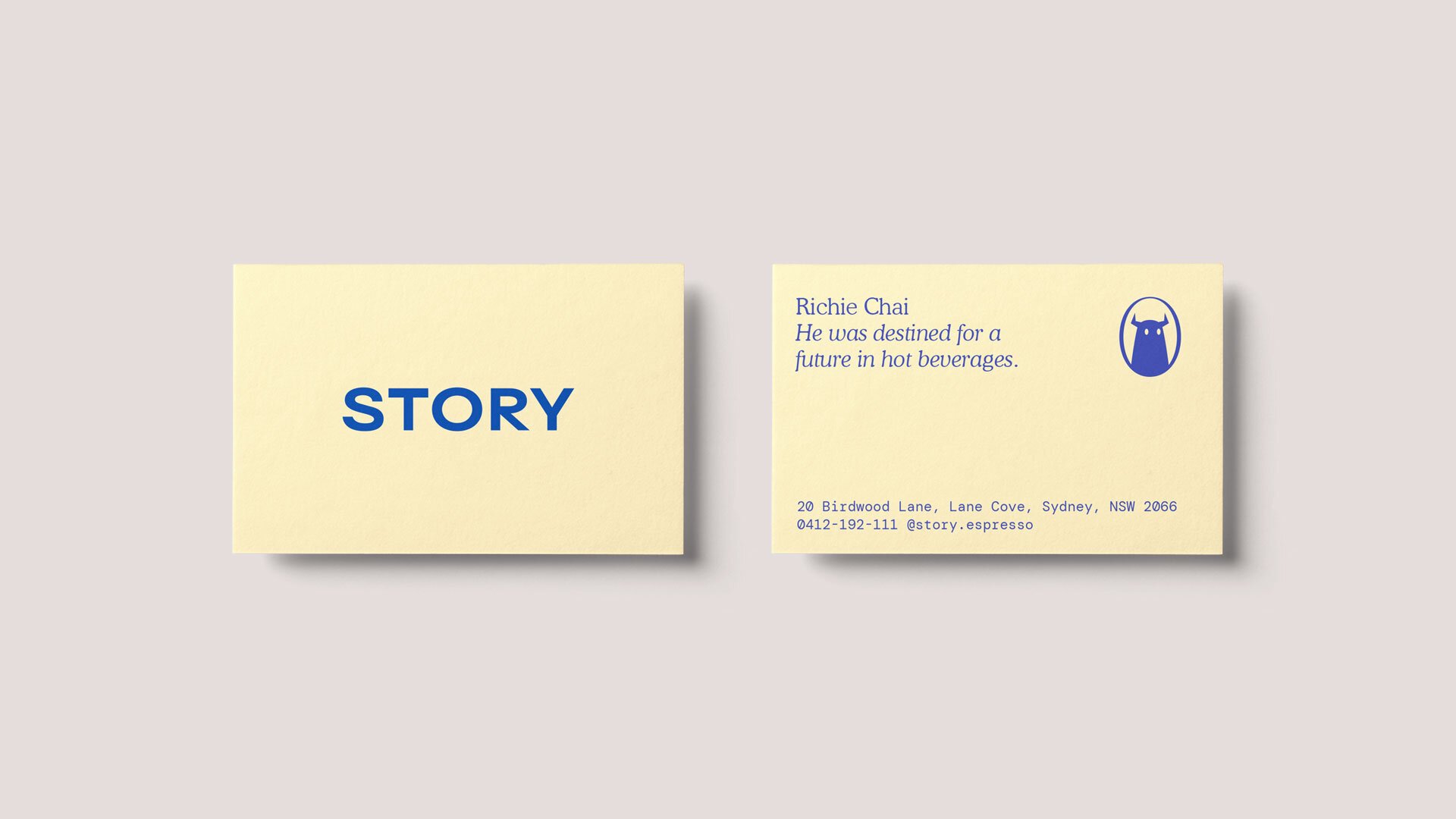 Logo, packaging, business and loyalty cards for Sydney-based Story Espresso designed by For The People