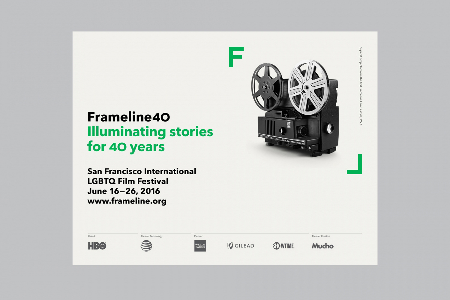 Brand identity and poster designed by Mucho for San Francisco based LGBT film festival and nonprofit arts organisation Frameline.