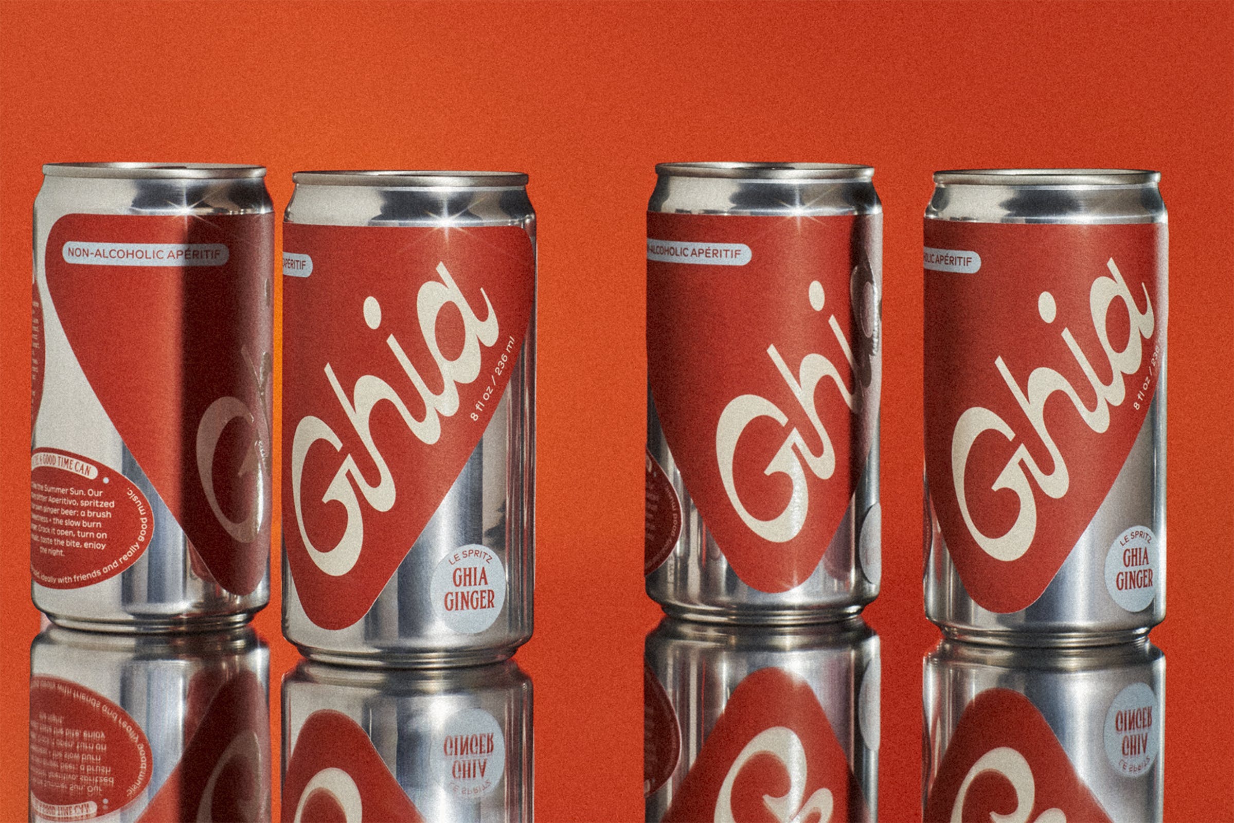 Aluminium can design for for non-alcoholic aperitif Ghia designed by Perron-Roettinger