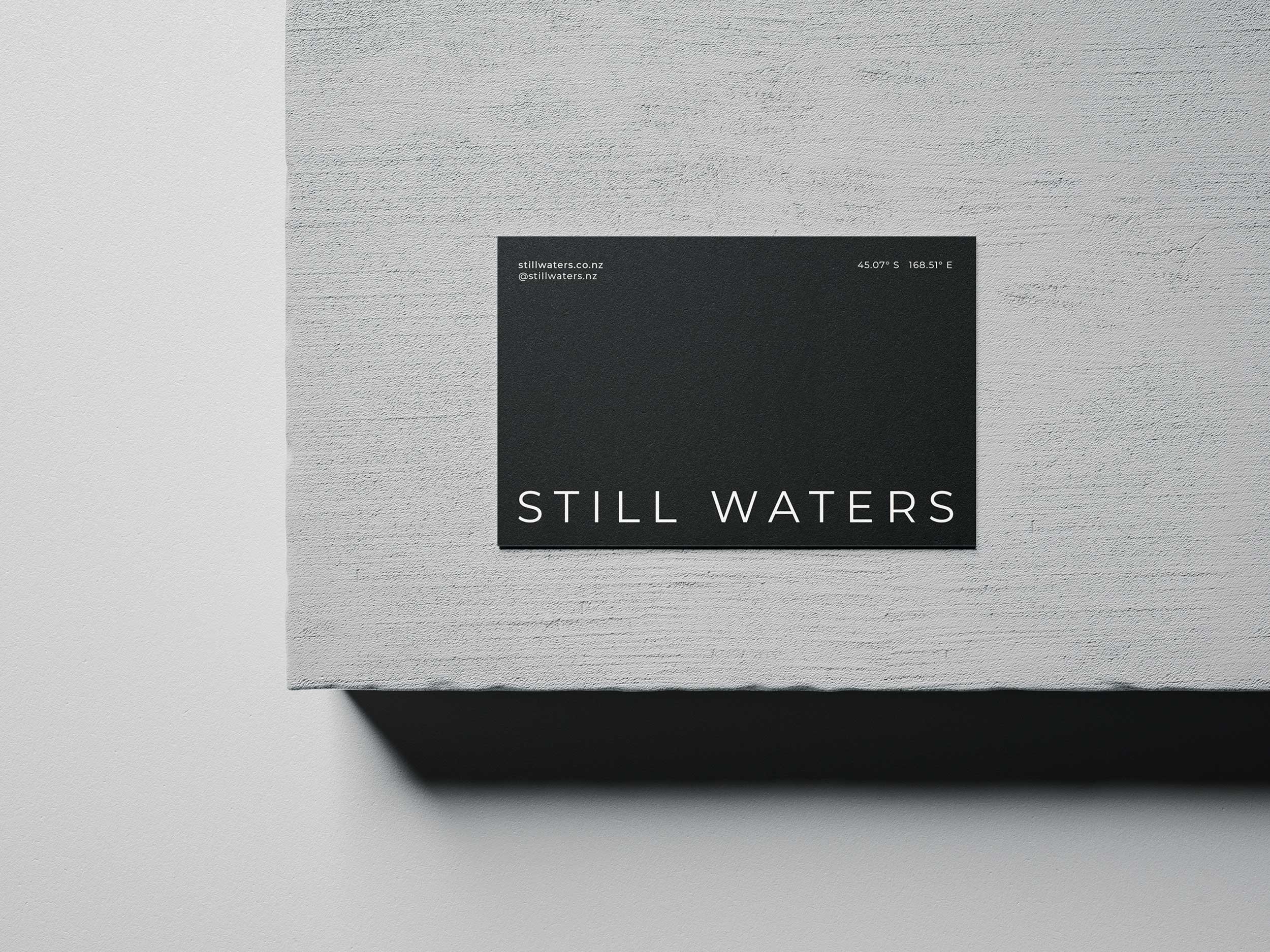 Business card design by Makebardo for New Zealand gin and vodka brand Still Waters