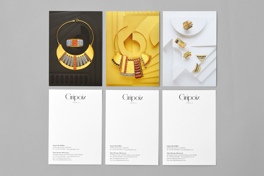 Postcards featuring images by Sebastian Kaufmann for French jewellery manufacturer Gripoix by graphic design studio Mind