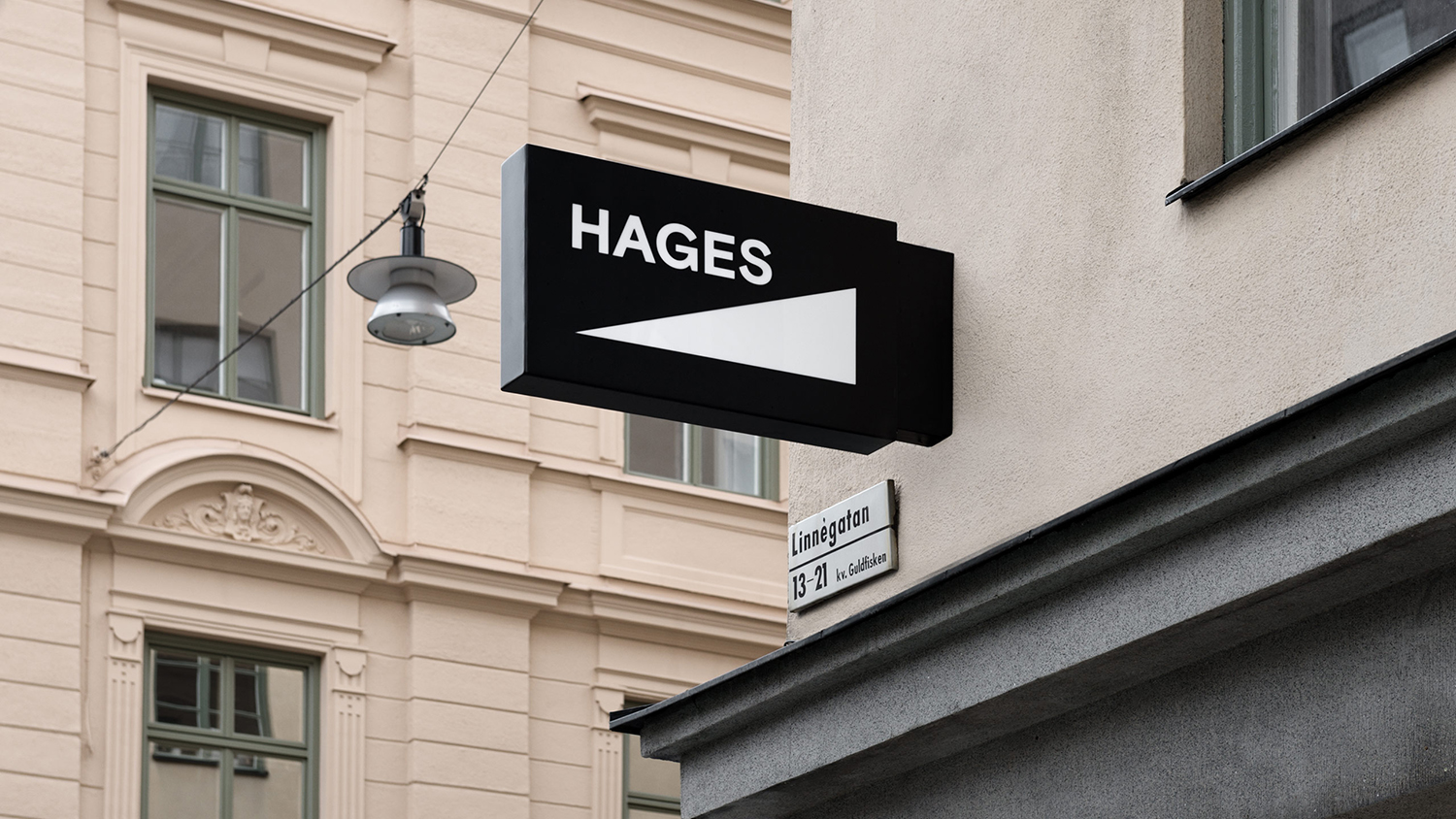 Logo and sign design by The Studio for Stockholm-based independent electronics retailer Hages