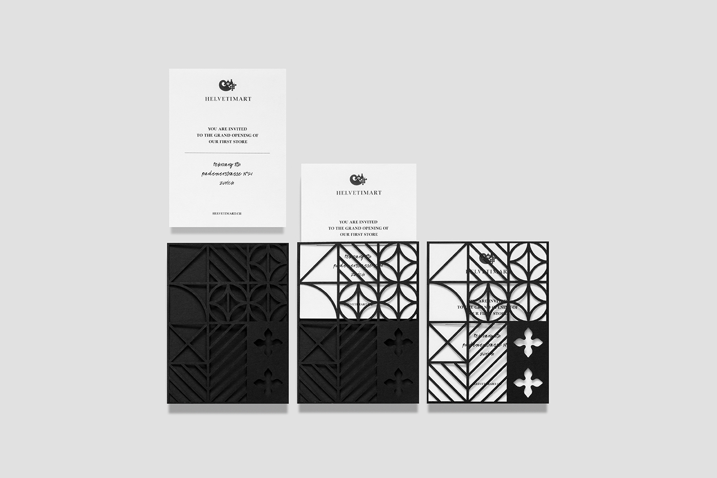 Brand identity and invitations by Anagrama for Lausanne-based independent food and speciality supermarket Helvetimart