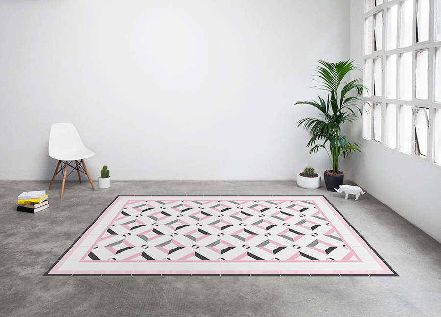 Modern print designed by Huaman Studio for Barcelona based rug business Hidraulik