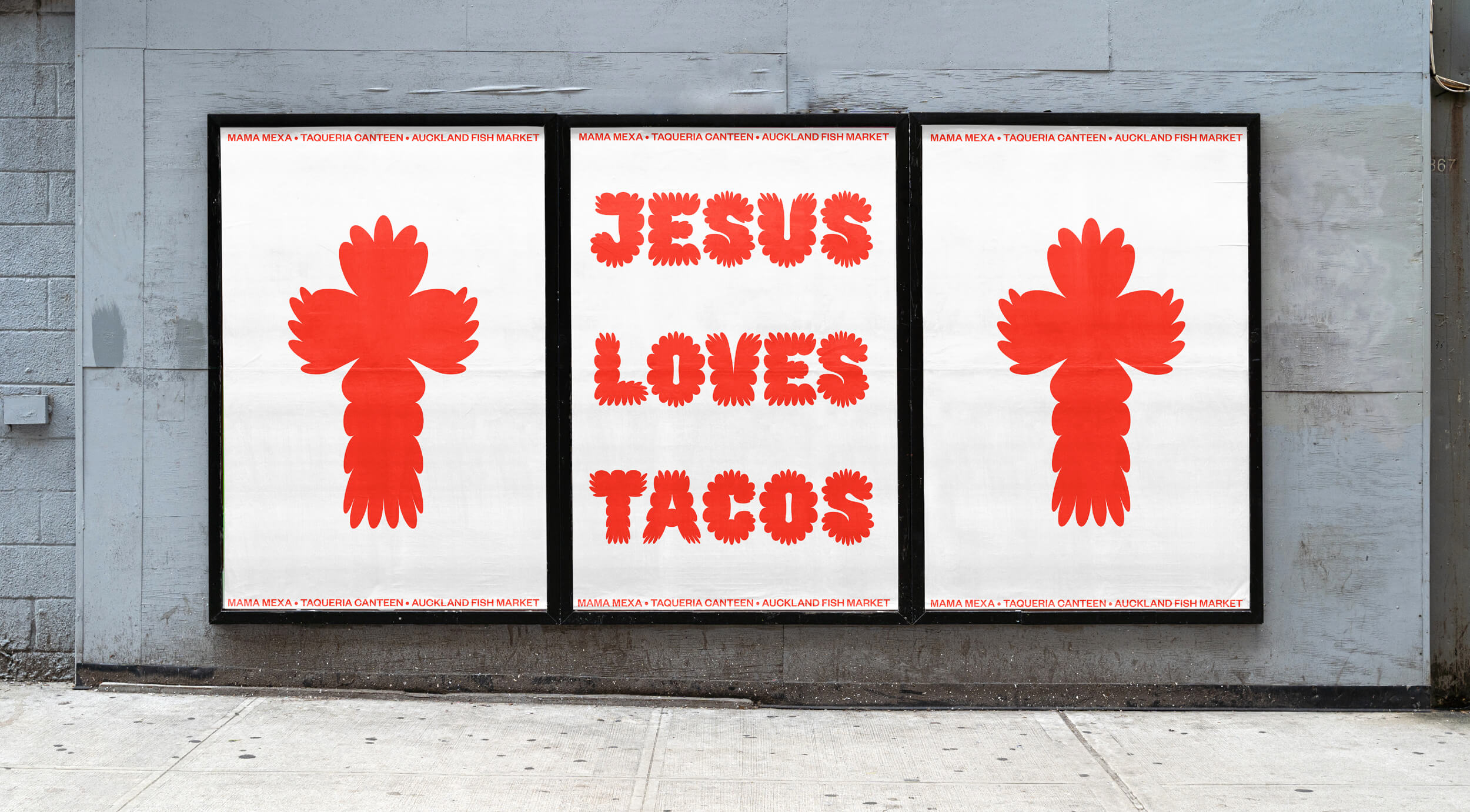 Custom typeface and poster design by Seachange for Mama Mexa, an Auckland-based taqueria