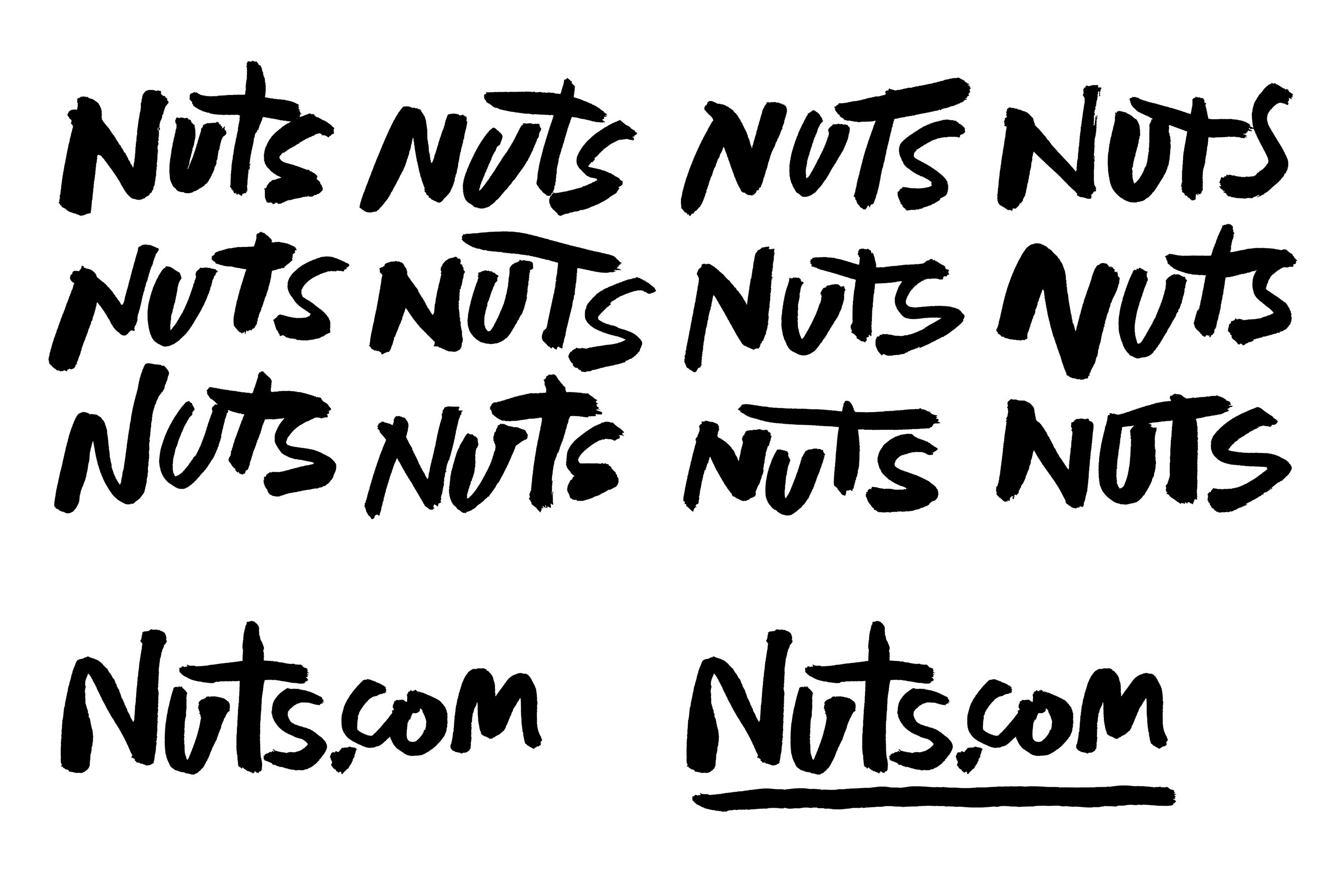 Custom typography designed by Pentagram for nut, snack, tea and coffee brand Nuts.com