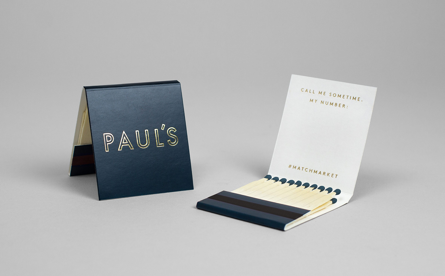 Branded matchbooks for Stockholm-based restaurant Paul's at Haymarket by 25AH, Sweden
