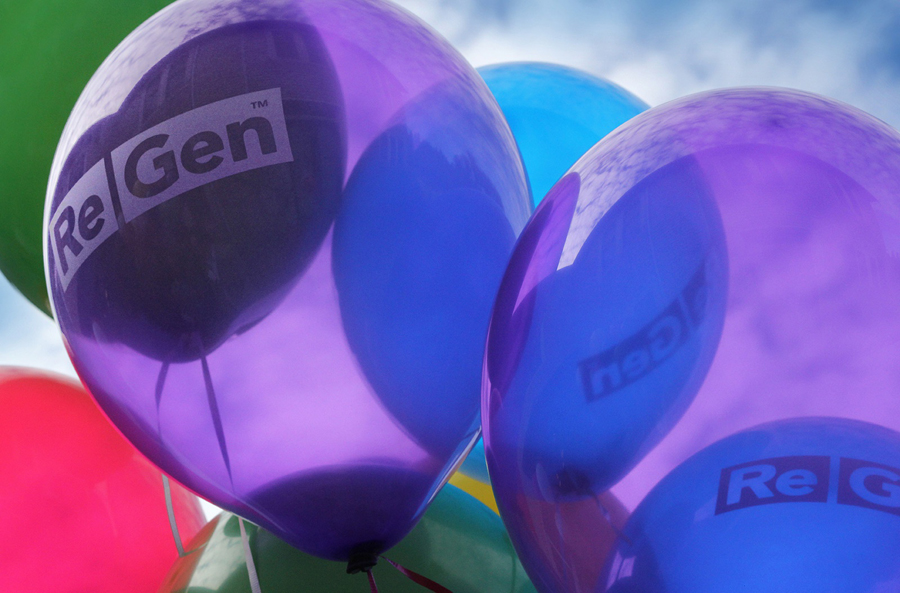 Branded balloons by Studio Brave for drug and alcohol treatment and education agency Regen
