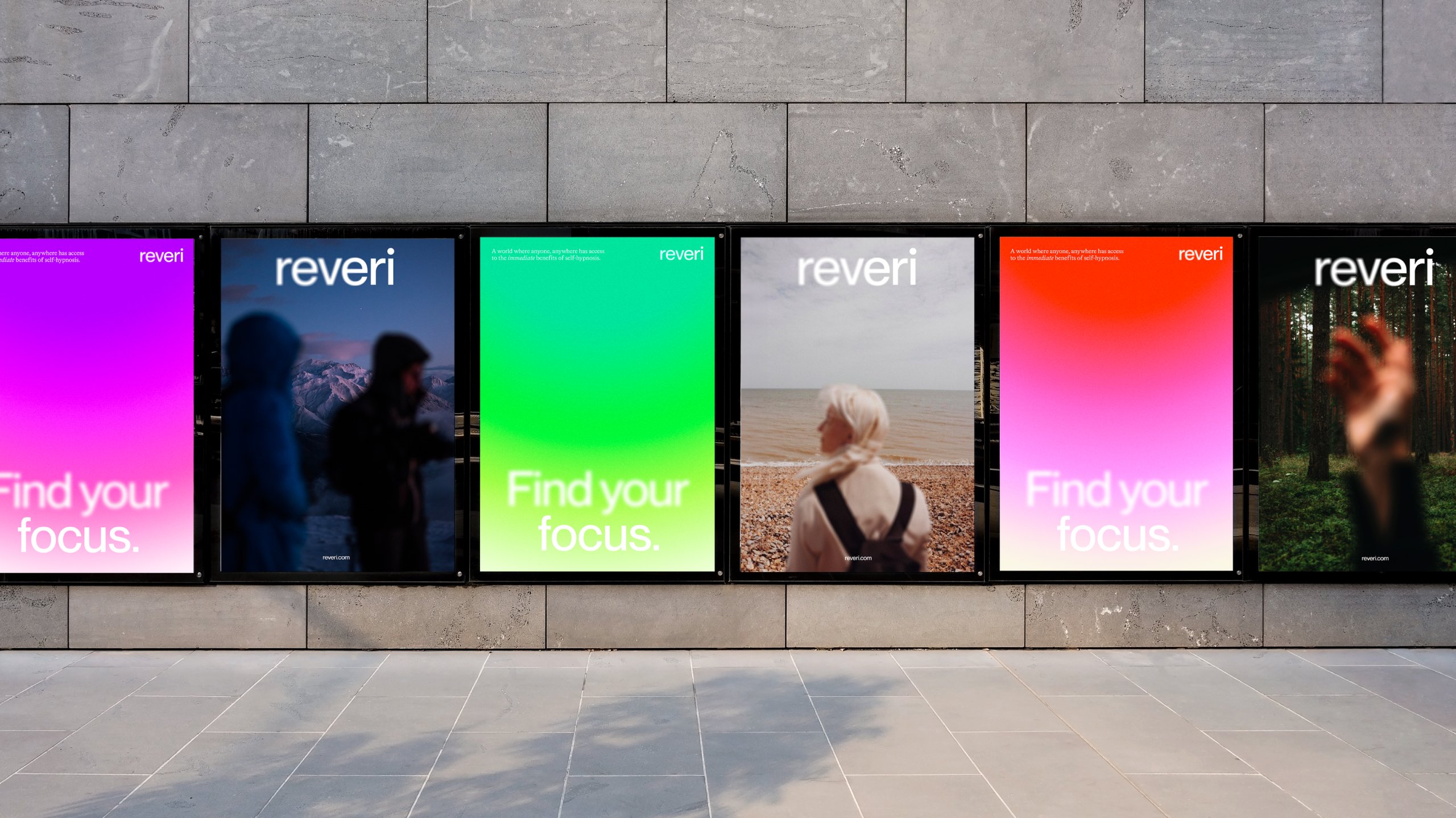 Animated logotype, app, motion icons and website by Mother Design for self-hypnosis company Reveri