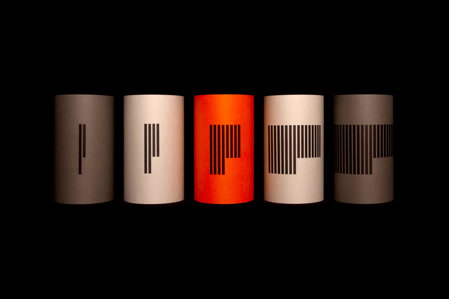 Branded card tubes designed by Spin for British furniture designer Simon Pengelly