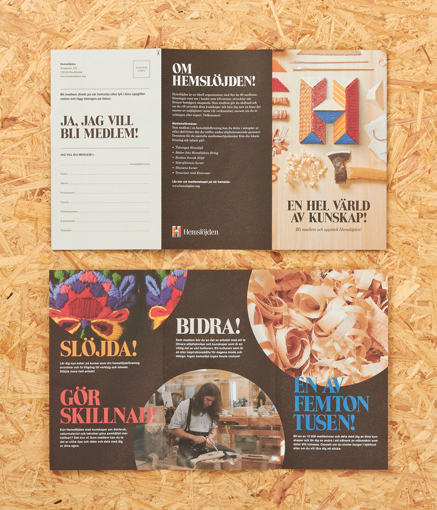 Visual identity and print for Hemslöjden, The Swedish Handicraft Societies' Association designed by Snask