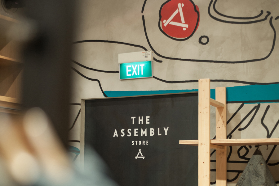 Store graphics and illustration by Bravo for Singapore based men's retail store and coffee shop The Assembly