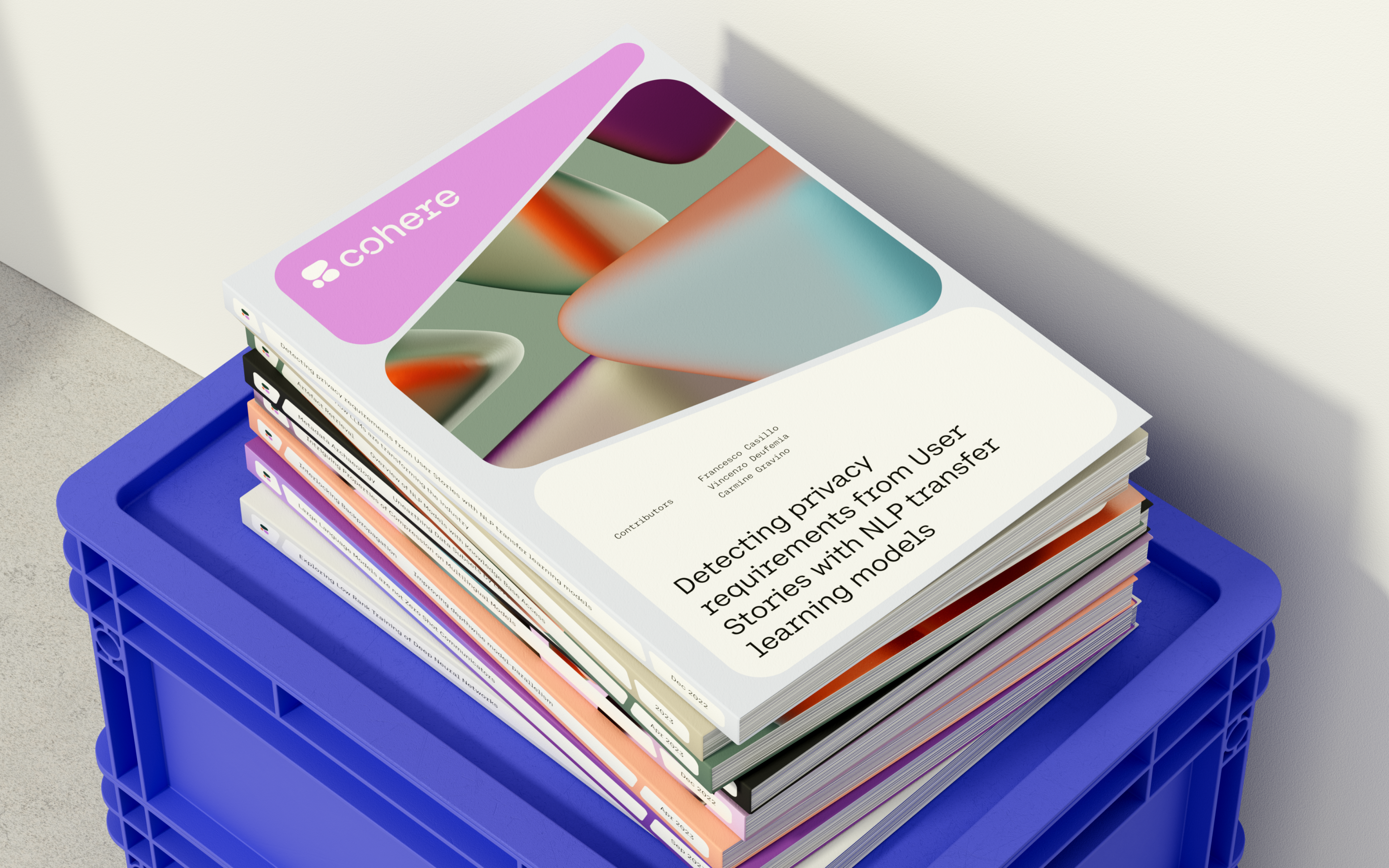 Brand identity and brochure cover for AI platform for business Cohere designed by Pentagram partners Jody Hudson-Powell & Luke Powell