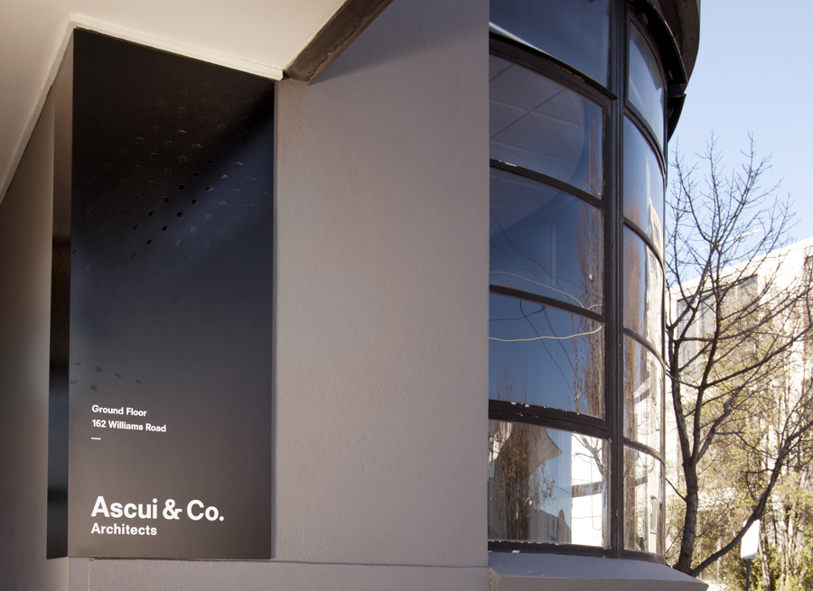 Visual identity and signage by Grosz Co. Lab for architectural practice Ascui & Co.