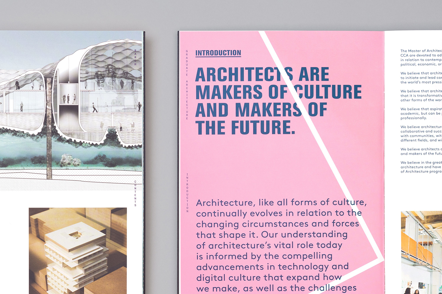 Graphic identity, posters, brochure and signage by Manual for The Architecture Division of the California College of the Arts