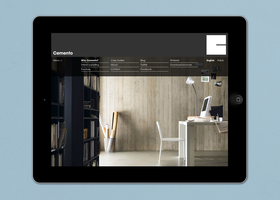 Logo and website designed by S-T for cement veneer product Cemento featured on BP&O