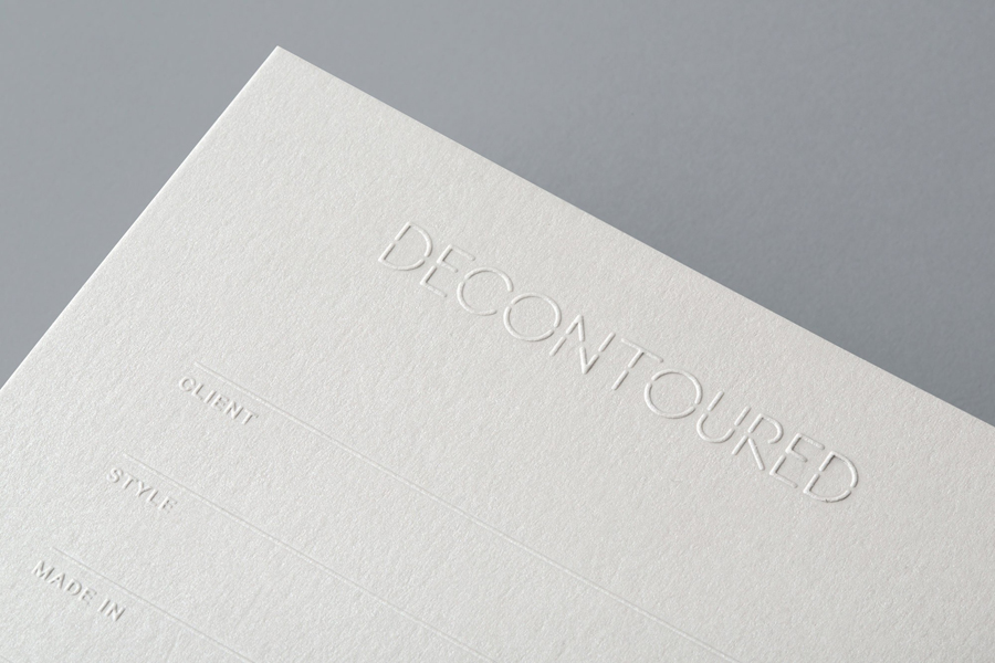 Blind embossed print for Milan based fashion label Decontoured by Bunch