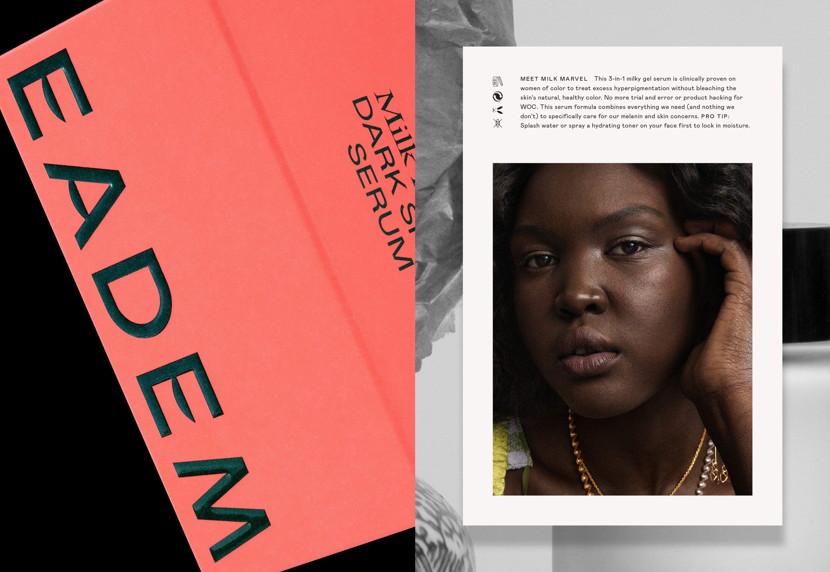 Eadem – Beauty brand for people of colour. Packaging design by New York and Parisian based Lotta Nieminen. Reviewed by Kinda Sararino for BP&O