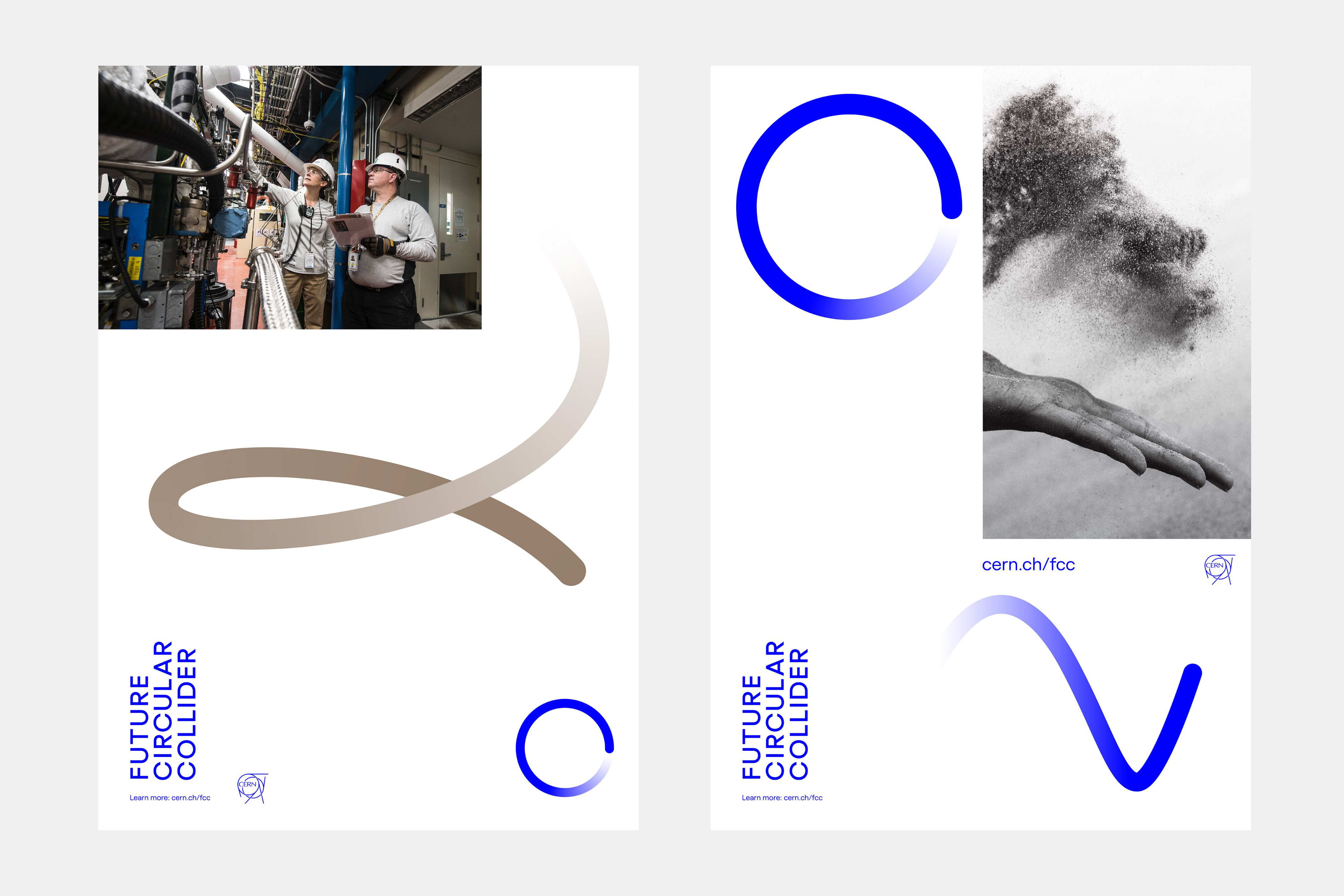 Animated three dimensional logo and brand identity for The Future Circular Collider designed by Bleed. Reviewed on BP&O