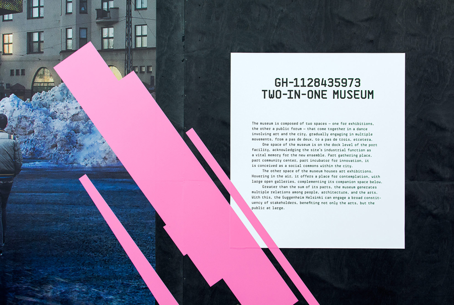 Visual identity and exhibition graphics for Guggenheim Helsinki NOW designed by Kokoro & Moi