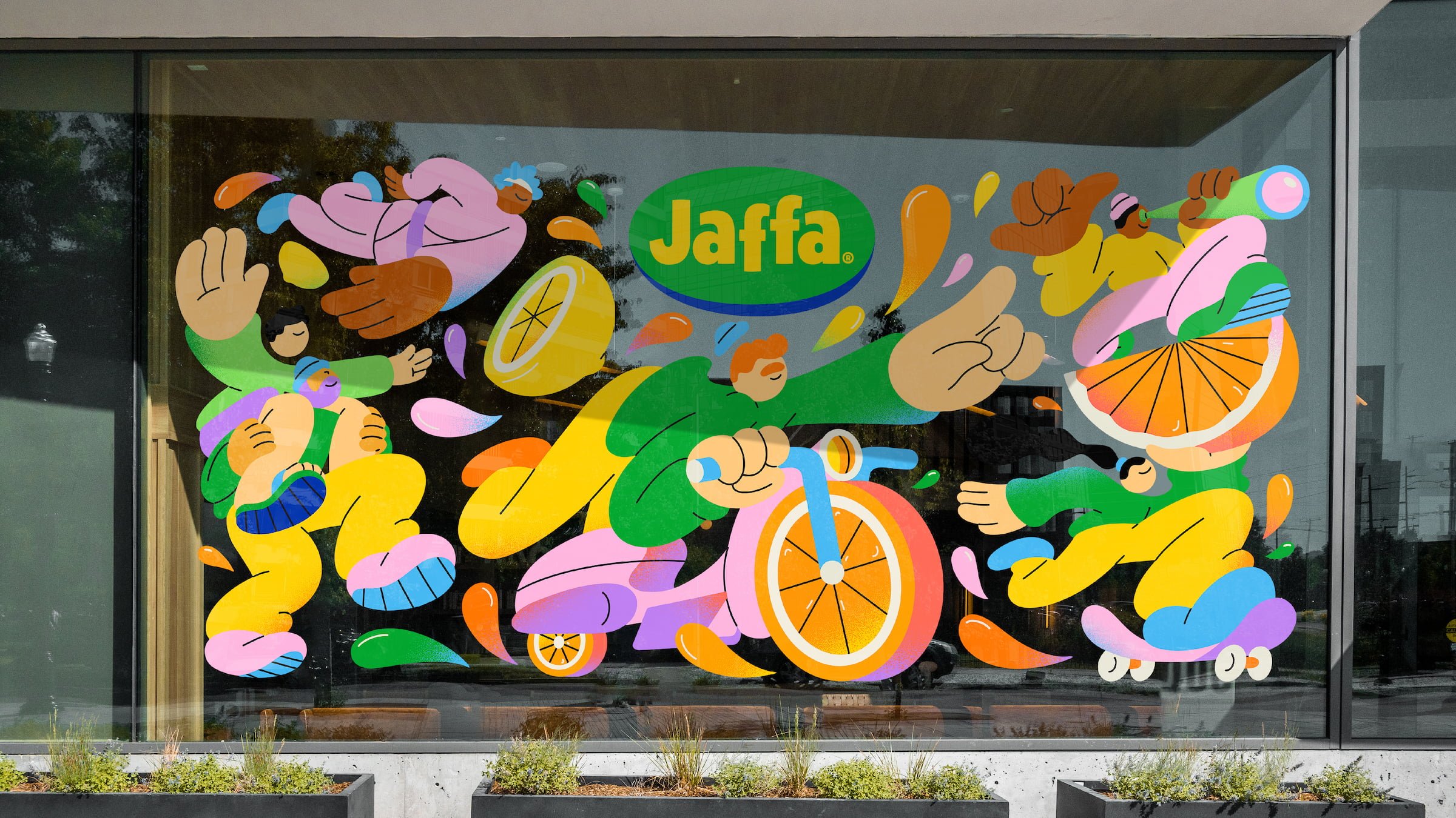 Logo, illustration, packaging, merchandise and website for fruit company Jaffa designed by Earthling