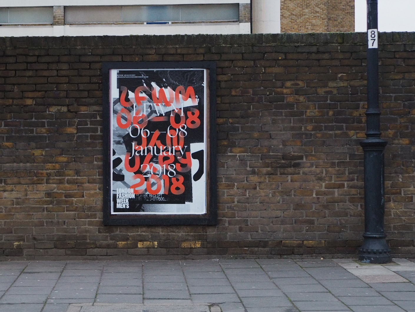 Graphic identity and poster for London Fashion Week Men's by Pentagram