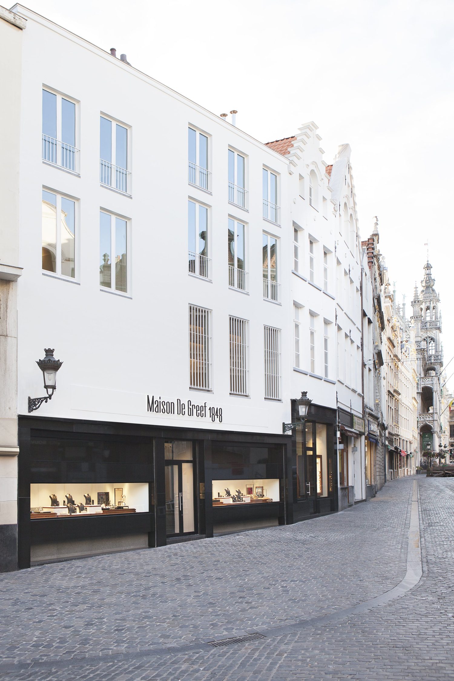 Logotype and signage by Base Design for high-end jewellery brand, expert watchmaker and retailer Maison De Greef 1848