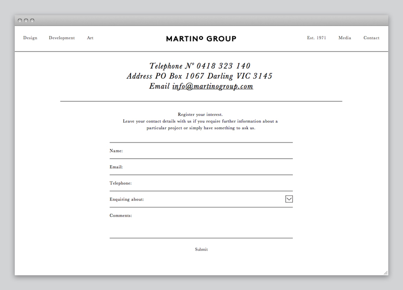 Logo and responsive website for Australian property developer Martino Group designed by Studio Hi Ho