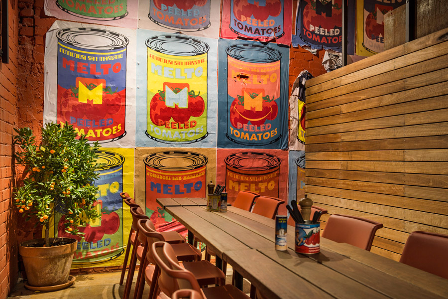 Interior and original artwork by Can I Play for Australian pizza franchise Melt