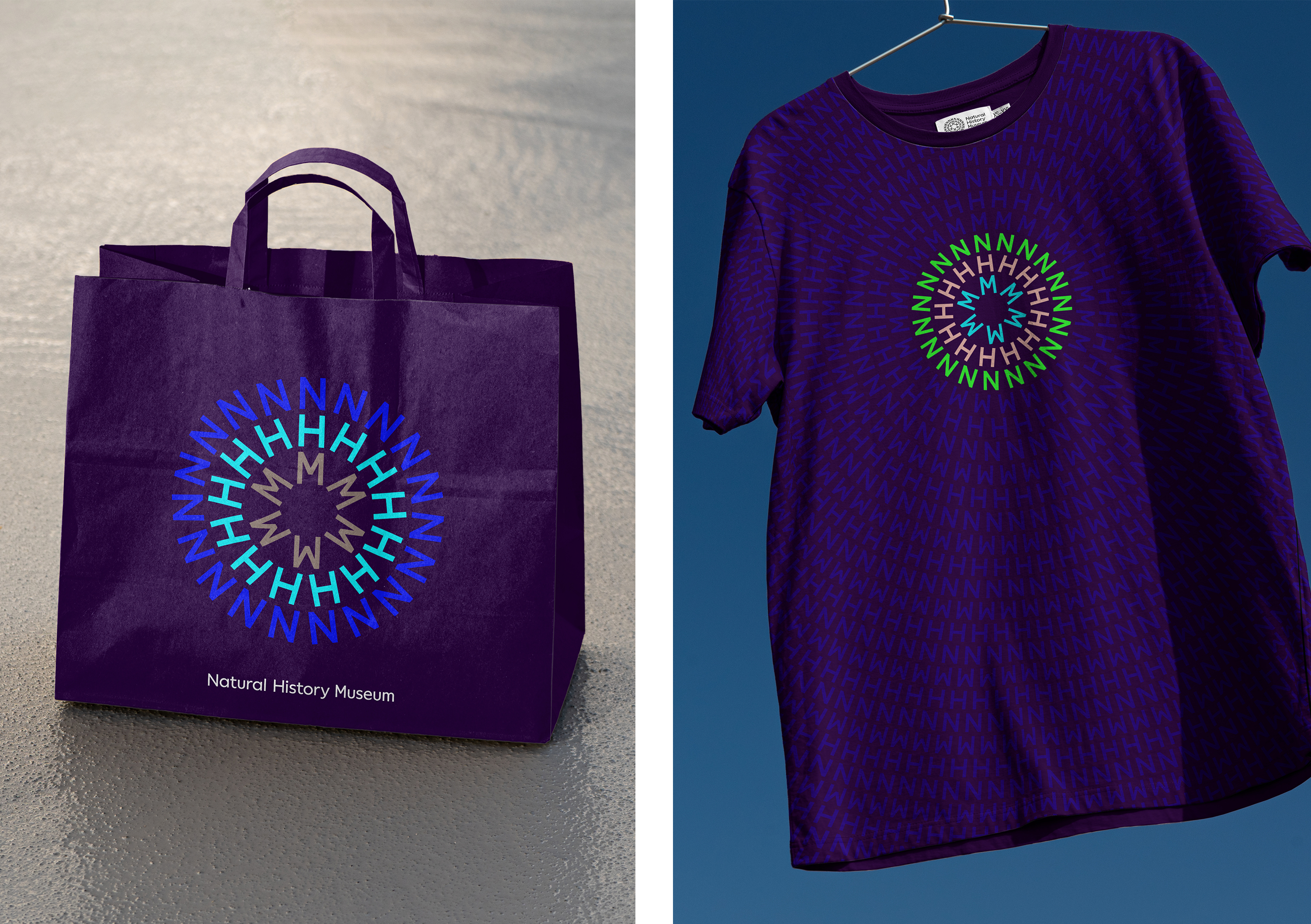 Logo branded canvas bag and t-shirt by Pentagram and Nomad for London's Natural History Museum