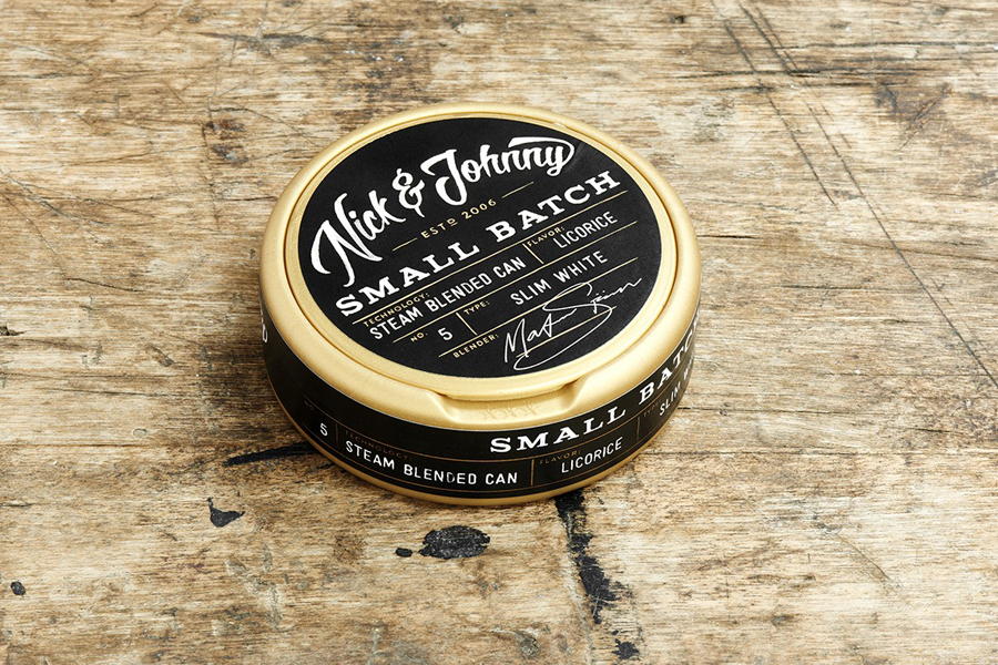 Packaging for Swedish Snus brand Nick & Johnny created by Scandinavian Design Group