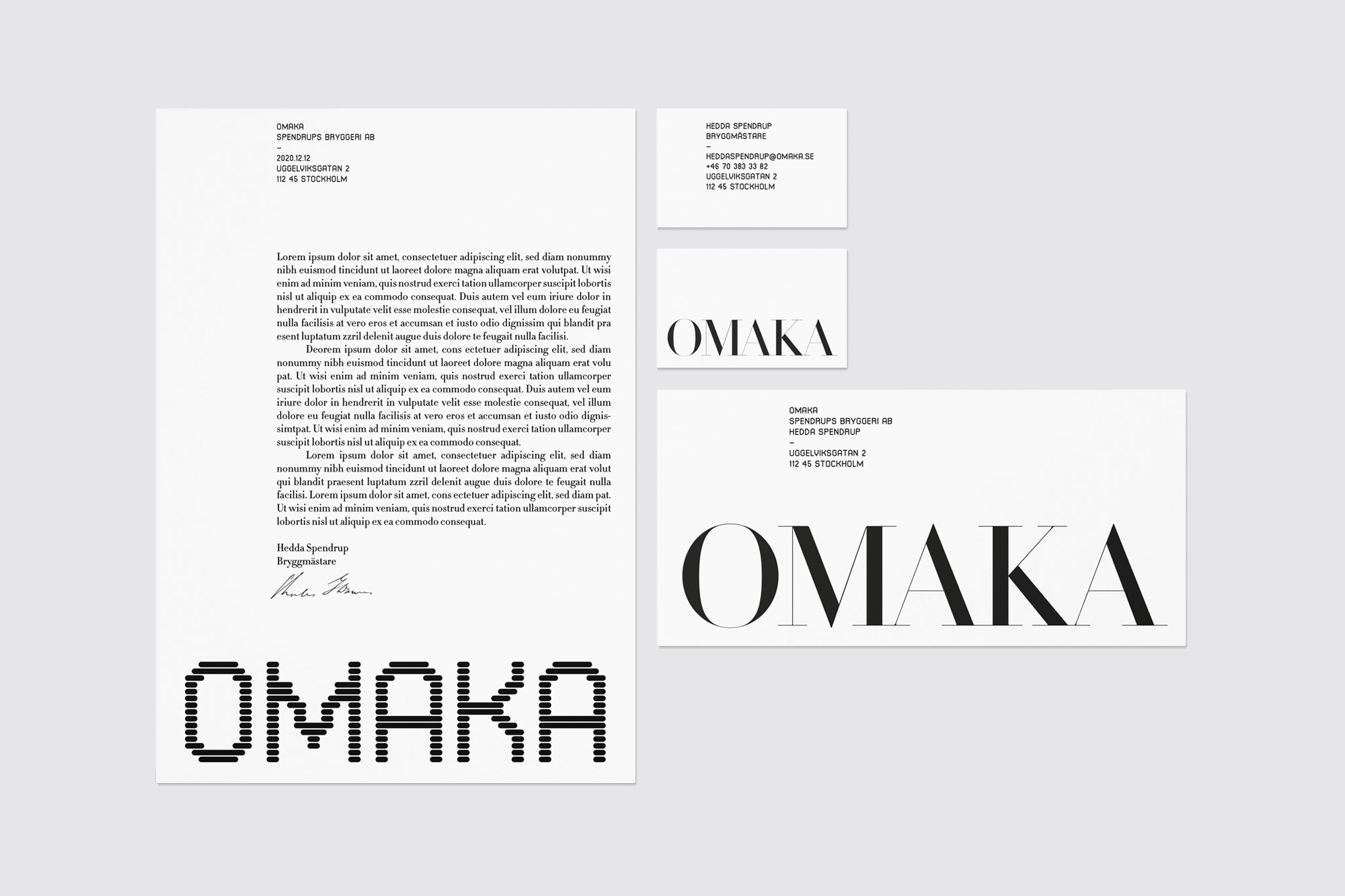 Logo, brand identity and stationery design for Swedish microbrewery Omaka by Stockholm Design Lab