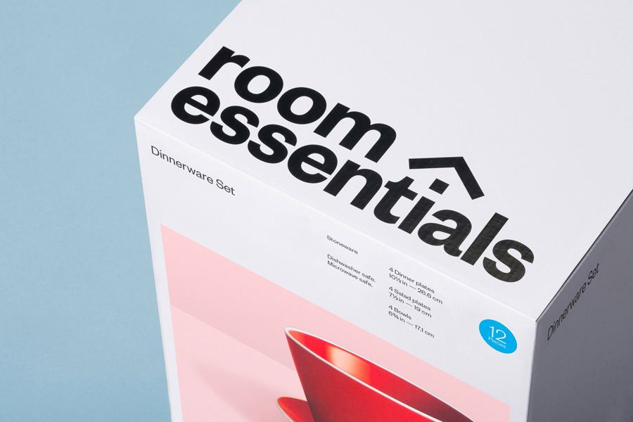 Logotype, photography and packaging by Collins for Target's modernistic home furnishings range Room Essentials