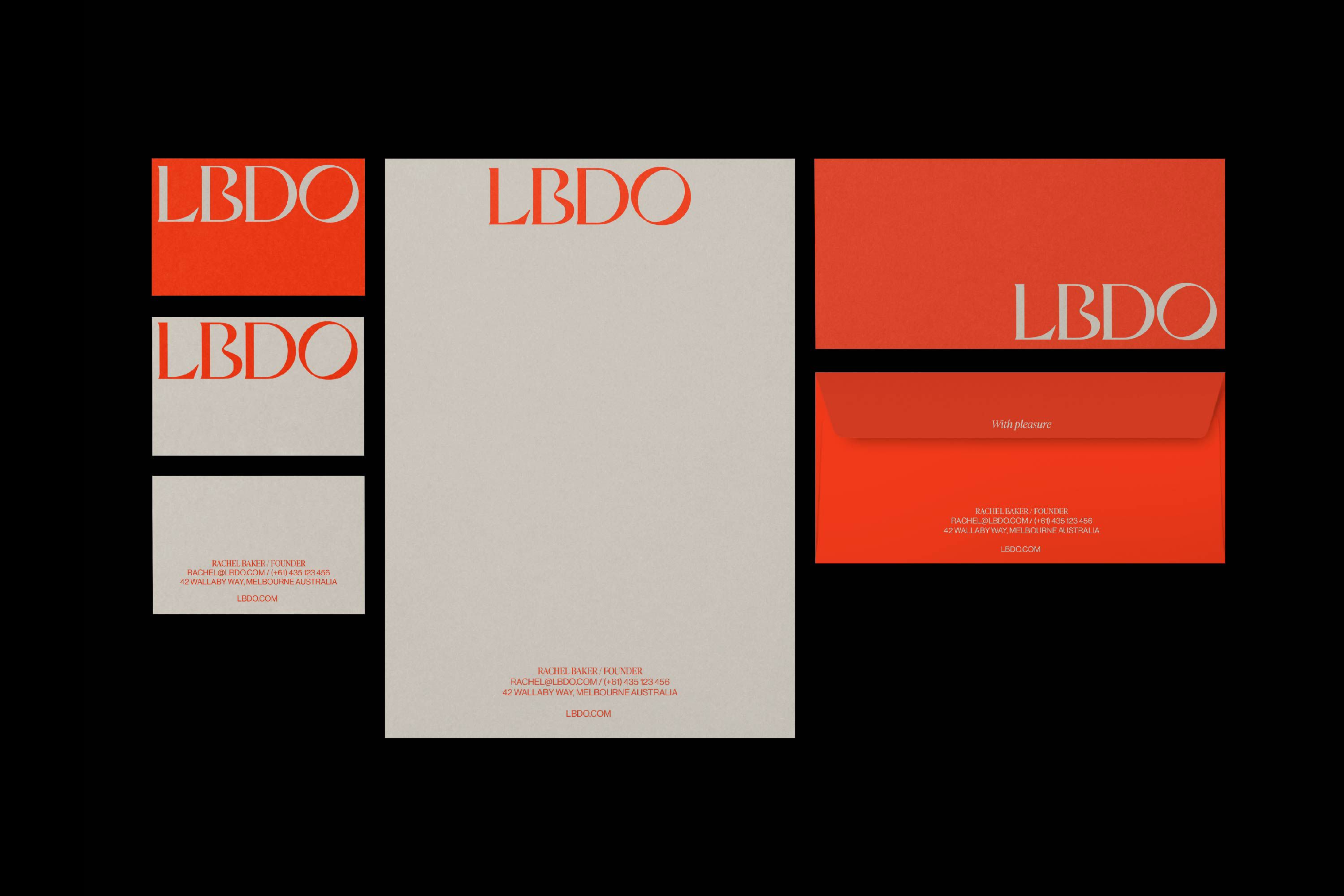logo and corproate stationery for Australian sexual wellness brand LBDO designed by Universal Favourite