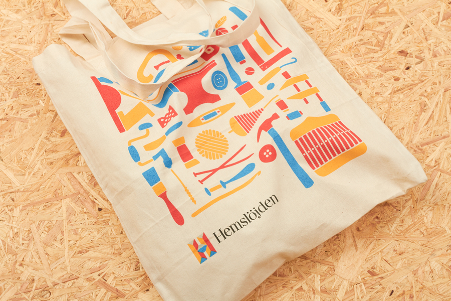 Visual identity and tote bag for Hemslöjden, The Swedish Handicraft Societies' Association designed by Snask