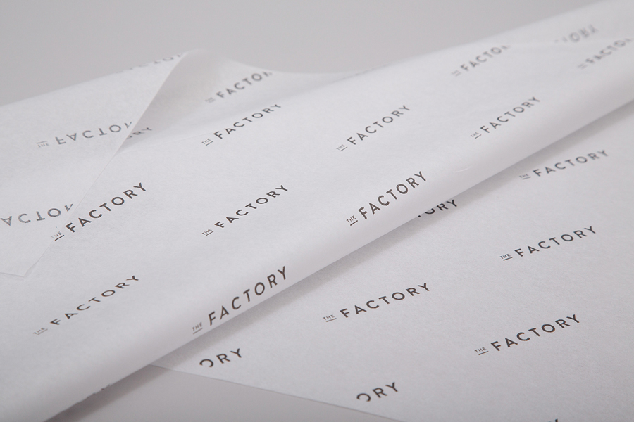 Branded tissue paper for Oklahoma City fashion store The Factory graphic design studio Ghost