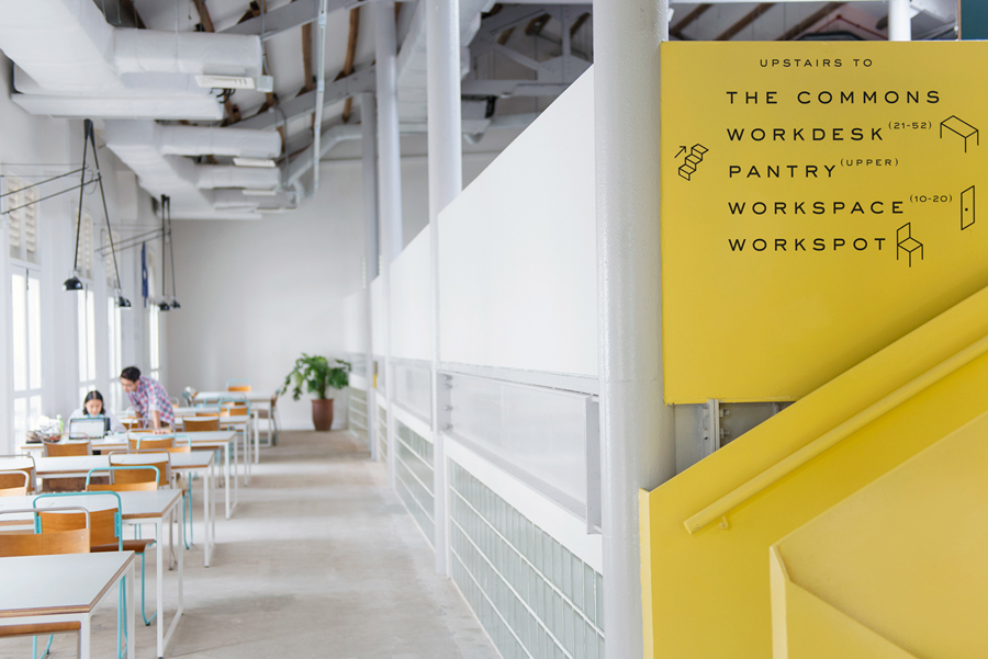 Branding, signage and wayfinding for Singapore co-working space The Working Capitol by Graphic Design Studio Foreign Policy